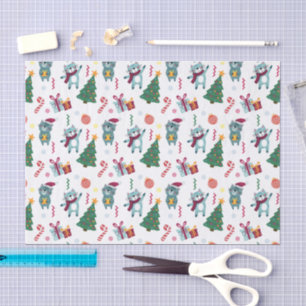 Cats At christmas Whimsical Pattern Tissue Paper