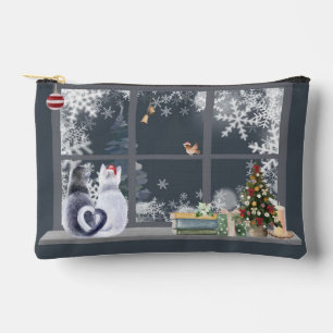 Cats at Christmas Window Accessory Pouch