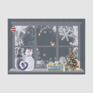 Cats at Christmas Window  Tissue Paper