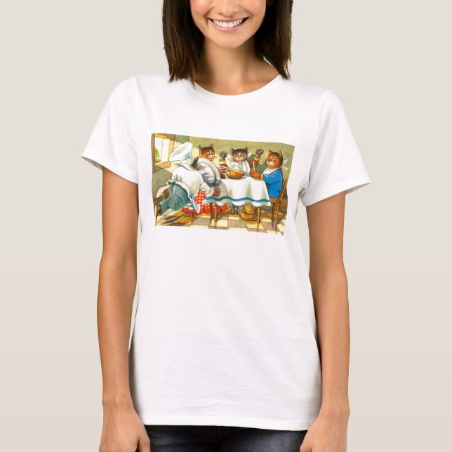 Cats at dinner T-Shirt (Front)