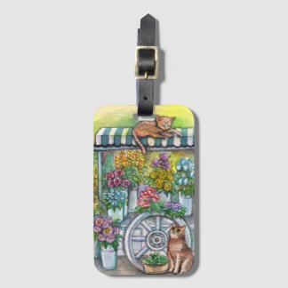 Cats at Flower Stand Luggage Tag