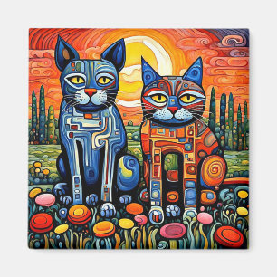 Cats at sunset 1 magnet