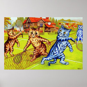 Cats at Tennis, Louis Wain Poster