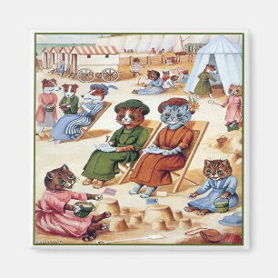 Cats at the Beach by Louis Wain Magnet