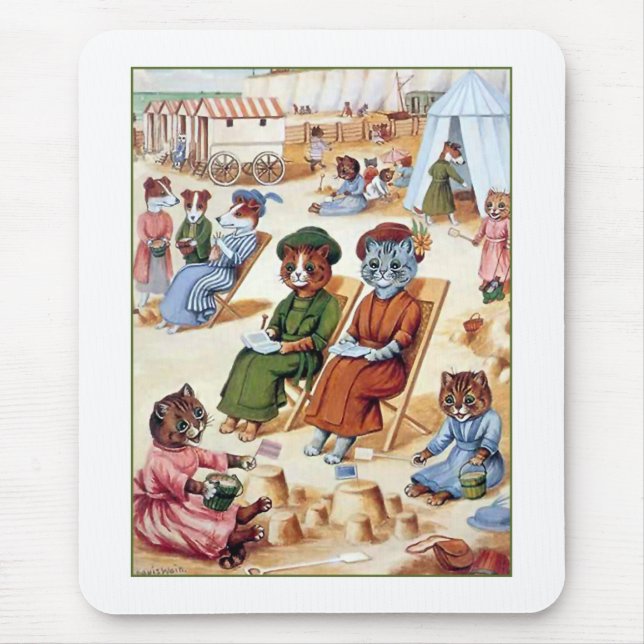 Cats at the Beach by Louis Wain Mouse Mat (Front)
