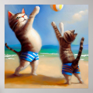 Cats At the Beach Poster