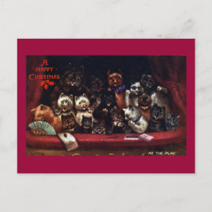 Cats at the Theatre for Christmas Holiday Postcard