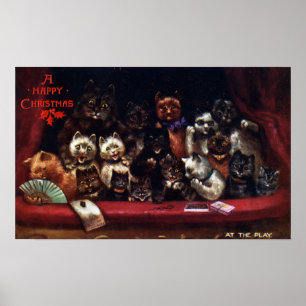 Cats at the Theatre for Christmas Louis Wain Poster