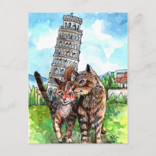 Cats at the Tower of Pisa Postcard