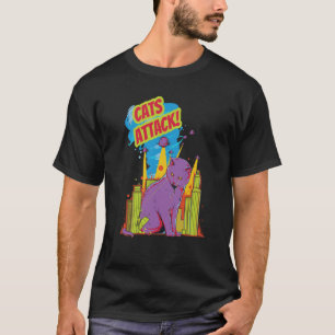 Cats Attack I Cat Kitten Laser Space Retro Vintage T-Shirt