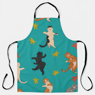 Cats, autumn foliage, cute pattern apron