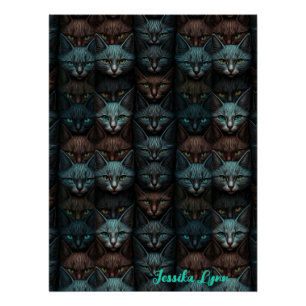 Cats Beautiful Dark Custom lovers Personalise Poster