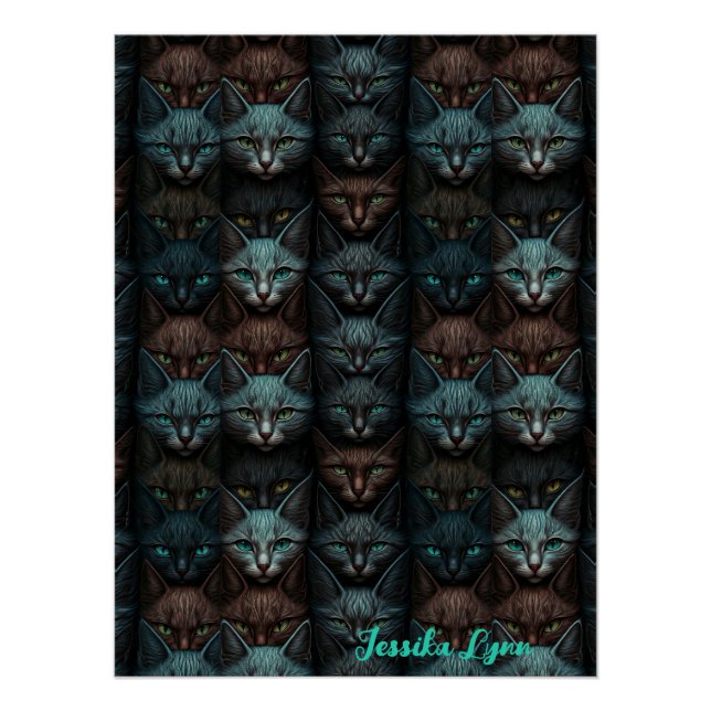 Cats Beautiful Dark Custom lovers Personalise  Poster (Front)