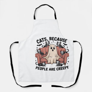 Cats Because People Are Creepy Funny Ghost Hallowe Apron