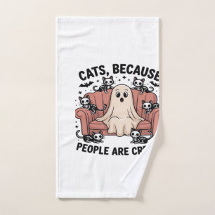 Cats Because People Are Creepy Funny Ghost Hallowe Hand Towel