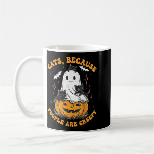 Cats Because People Are Creepy Halloween Black Cat Coffee Mug