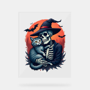 Cats Because People are Creepy Halloween Skeleton Acrylic Sign