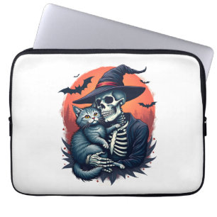 Cats Because People are Creepy Halloween Skeleton  Laptop Sleeve