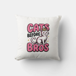 Cats Before Bros Vintage Cat Crown Shirt Design_1 Cushion