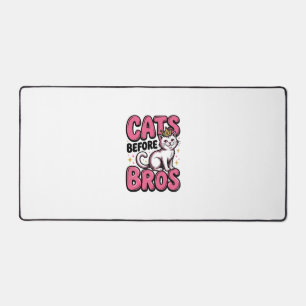 Cats Before Bros Vintage Cat Crown Shirt Design_1 Desk Mat