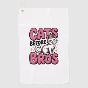 Cats Before Bros Vintage Cat Crown Shirt Design_1 Golf Towel