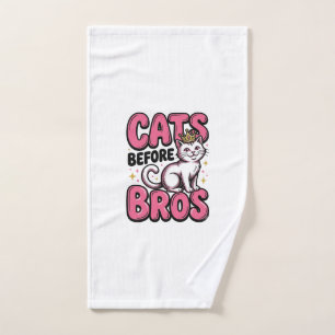 Cats Before Bros Vintage Cat Crown Shirt Design_1 Hand Towel