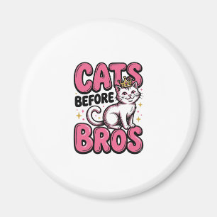 Cats Before Bros Vintage Cat Crown Shirt Design_1 Magnet