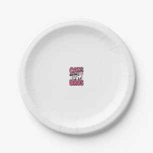 Cats Before Bros Vintage Cat Crown Shirt Design_1 Paper Plate