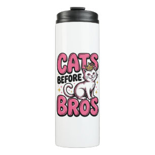 Cats Before Bros Vintage Cat Crown Shirt Design_1 Thermal Tumbler