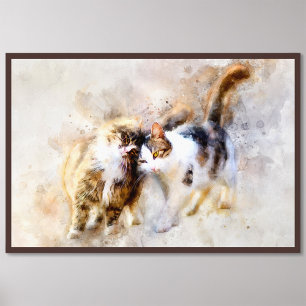 Cats Best Friends Forever watercolor Photo Print