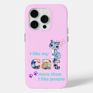 "Cats Better Company Than Men" Stylish Artwork iPhone 15 Pro Case