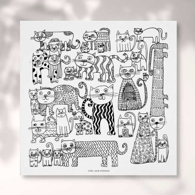 Cats Black and White Drawing Art Print (Creator Uploaded)