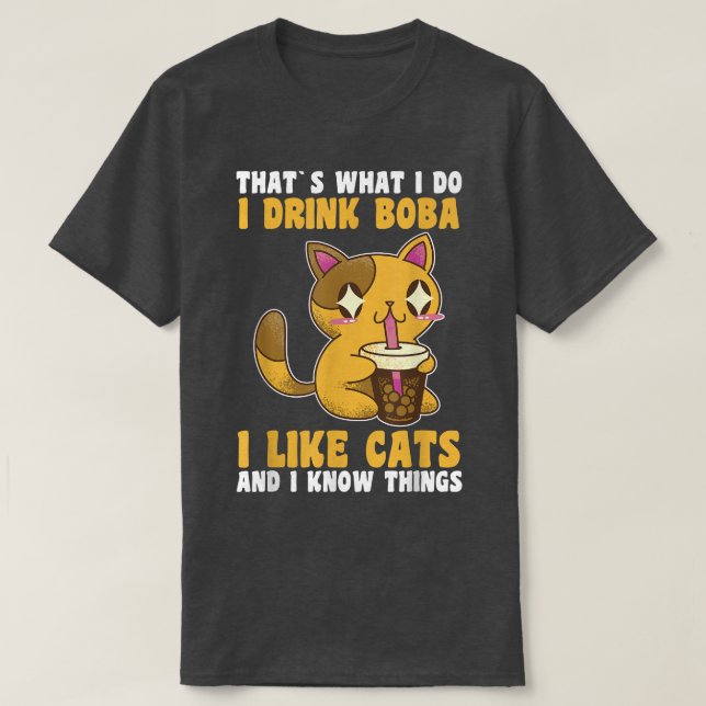 Cats Boba Tea Bubble Tea  T-Shirt (Design Front)