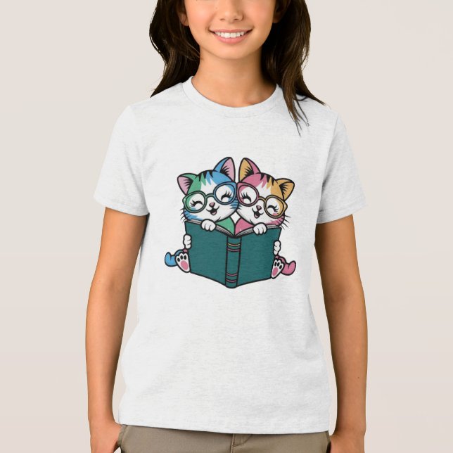 Cats Book Tri-Blend Shirt (Front)