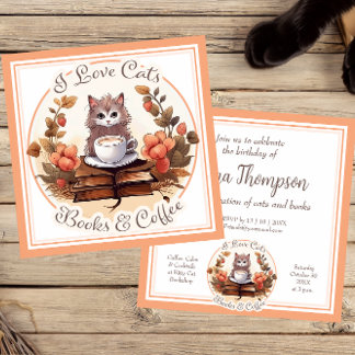 Cats Books and Coffee Book Club Reading Invitation