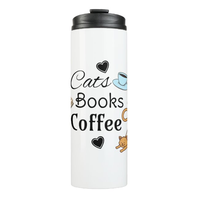 Cats, Books and Coffee Cute  Thermal Tumbler (Front)