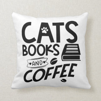 Cats Books Coffee Bookworm Reading Cute Cat Cushion