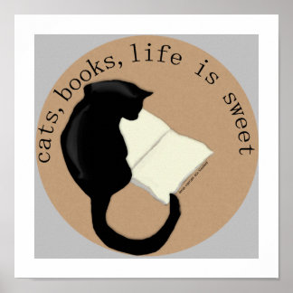 Cats Books Life is Sweet v2 Poster