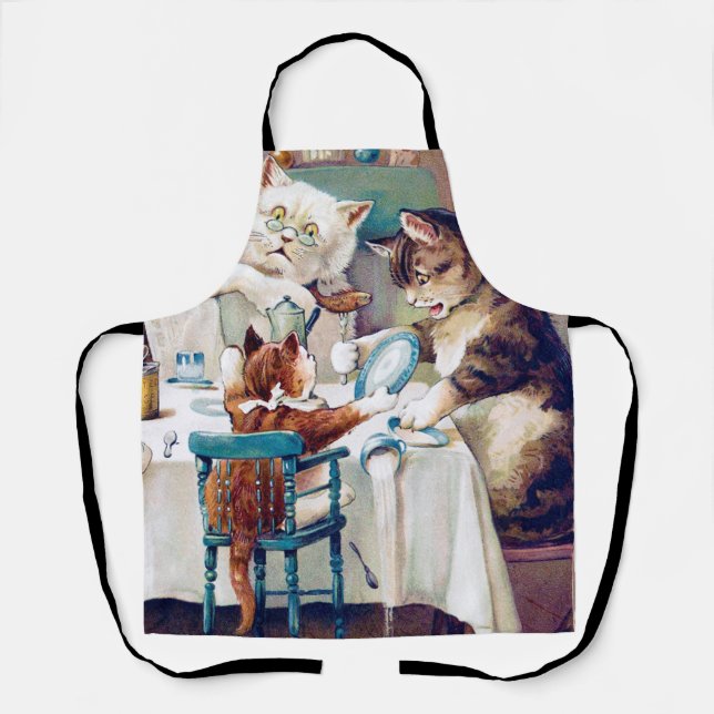 Cat's Breakfast Time, Louis Wain Apron (Front)
