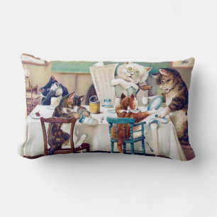 Cat's Breakfast Time, Louis Wain Lumbar Cushion