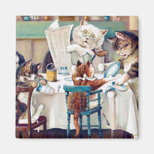 Cat's Breakfast Time, Louis Wain Magnet