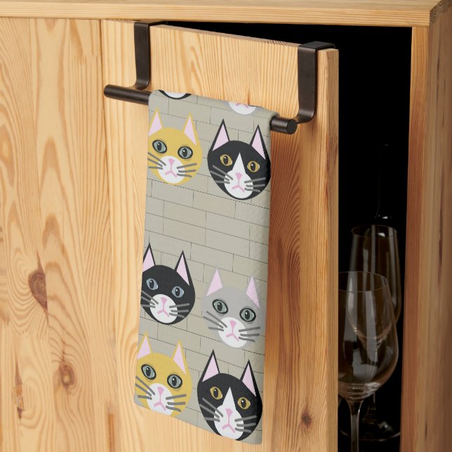 Cats brick tea towel (Thirds Fold)