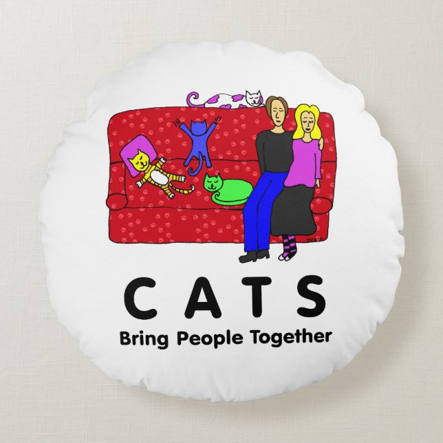 Cats Bring People Together Round Cushion (Front)