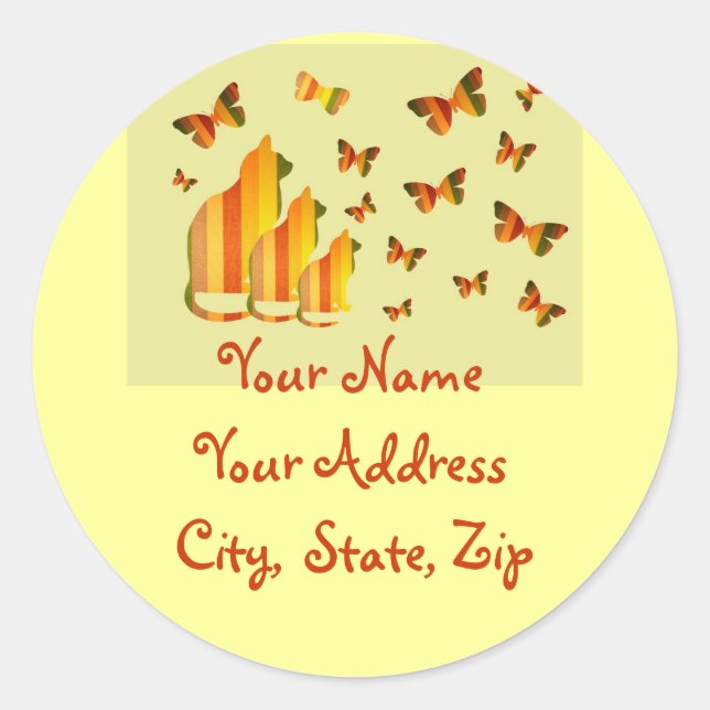 Cats & Butterflies Address Labels (Front)