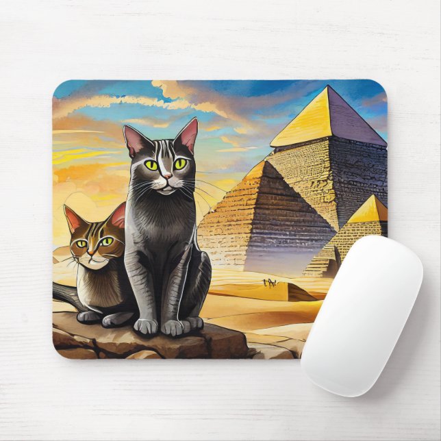 Cats By Pyramids Mouse Pad! Mat (With Mouse)