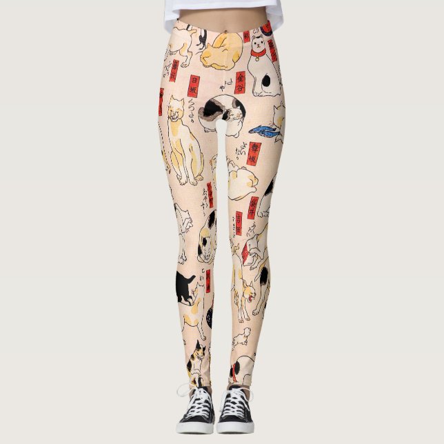 Cats by Utagawa Kuniyoshi Leggings (Front)