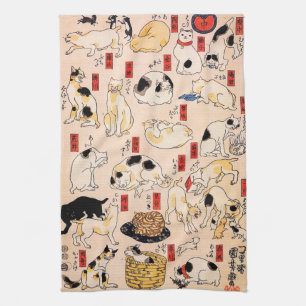 Cats by Utagawa Kuniyoshi Tea Towel