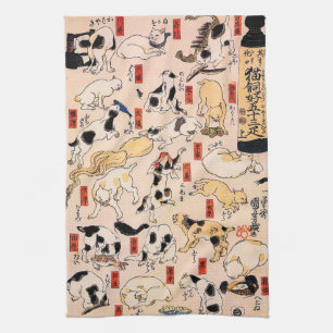 Cats by Utagawa Kuniyoshi Tea Towel