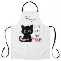 Cats Calm the Soul Cute Black Cat in Pink Flowers