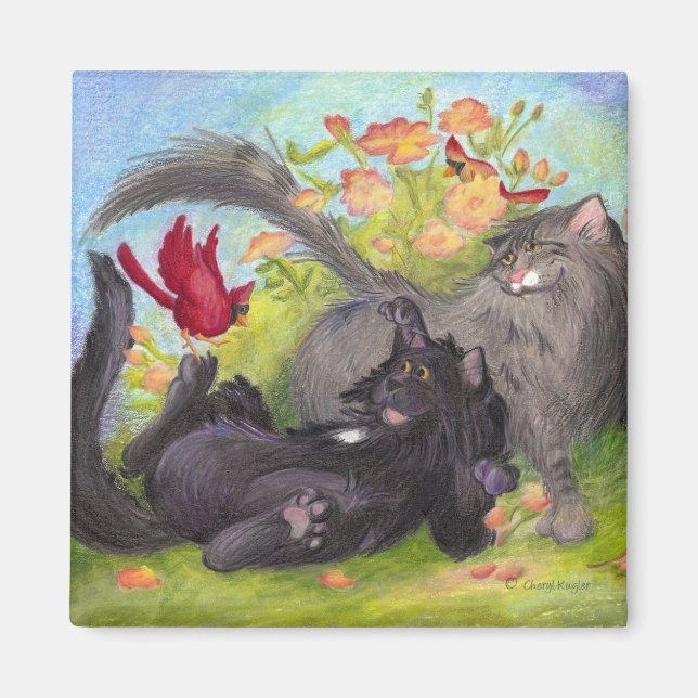 Cats, Cardinals and Roses / Magnet (Front)